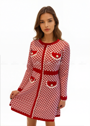 Mary Red Patterned Dress Dresses