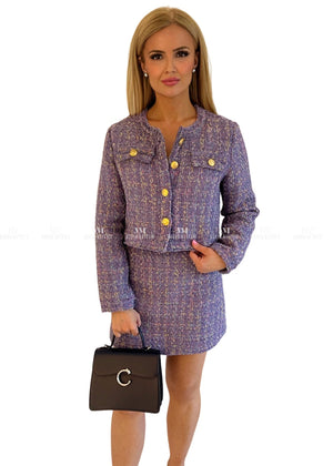 Tammy Purple Tweed Suit Uk 6