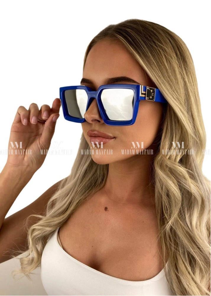 Blue Mirror Lens Oversized – Mayfair Sunglasses Madam